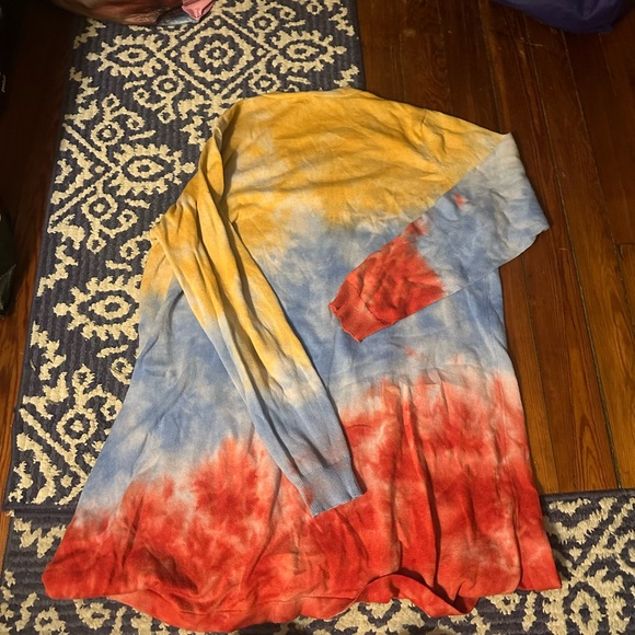 🍊 LOGO by Lori Goldstein Tie Dye Button Front Cardigan Size L - Picture 2 of 5